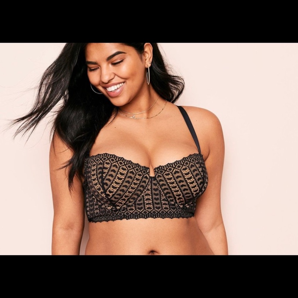 NWT Nymphadora Contour Bra Adore Me Hearts Lace Black 40DDD/40F